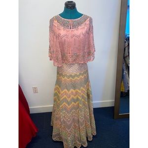 Baby Pink embroidered Lehenga with Cape